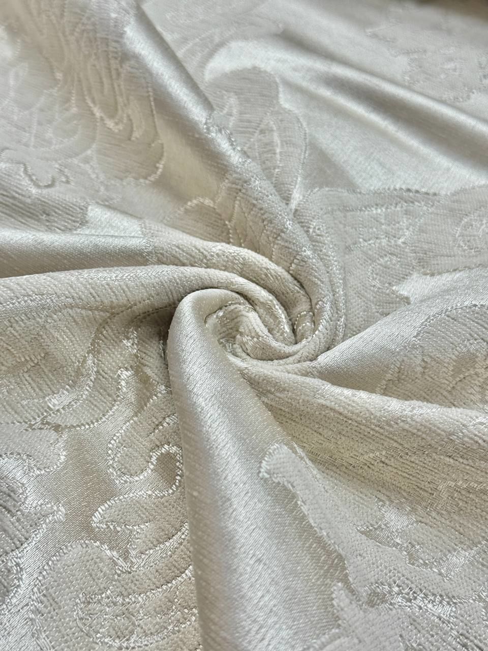Cappuccino Large Damask Patterned Chenille Pique Fabric