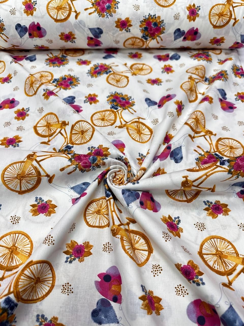 Floral Bicycle Pattern Duvet Cover Poplin Fabric