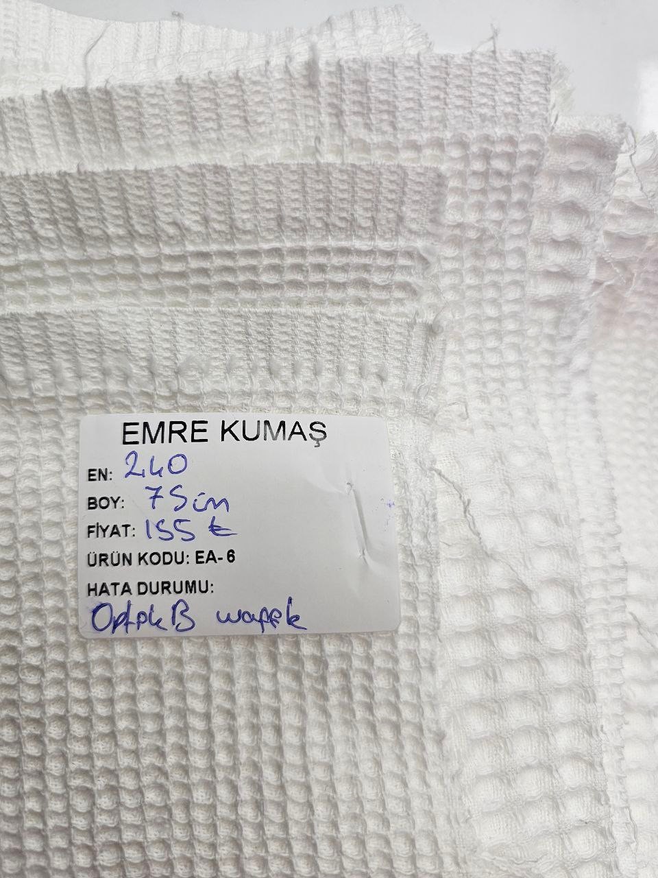 Optik Beyaz Renk Waffle Pike Kumaşı