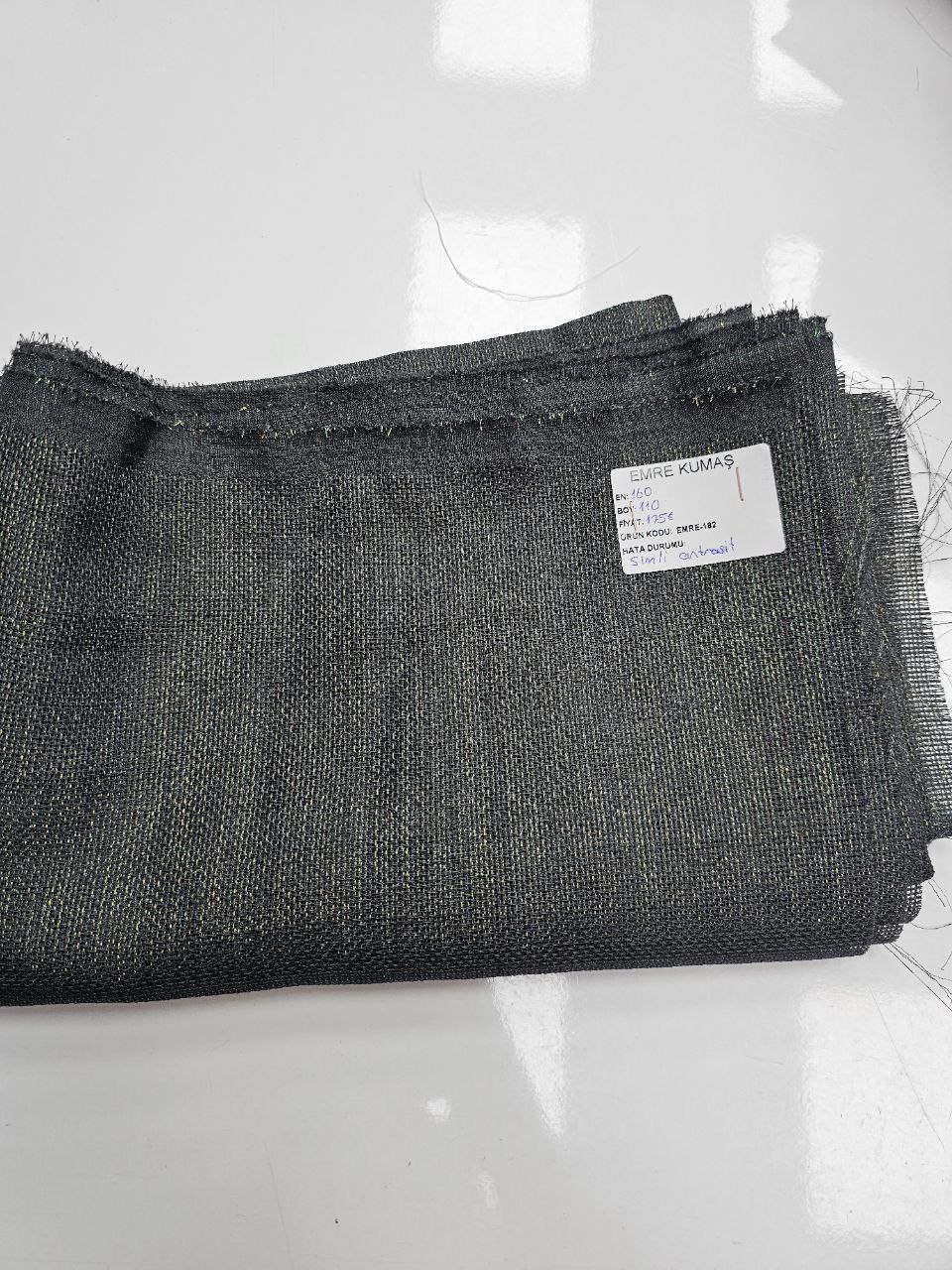 Glittery Anthracite Color Linen Fabric