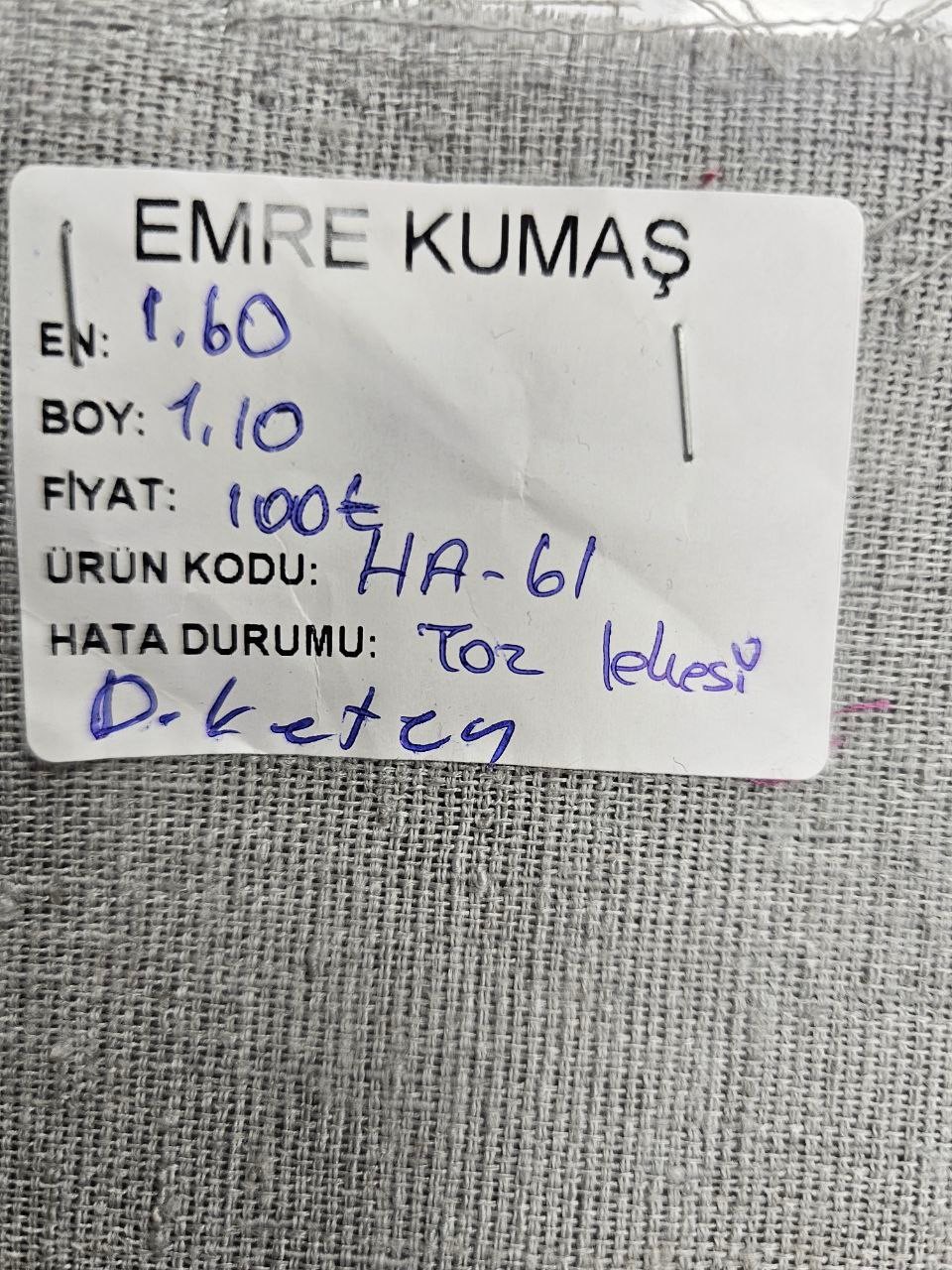 Gri Renk Masa Örtülük Dokuma Keten Kumaş