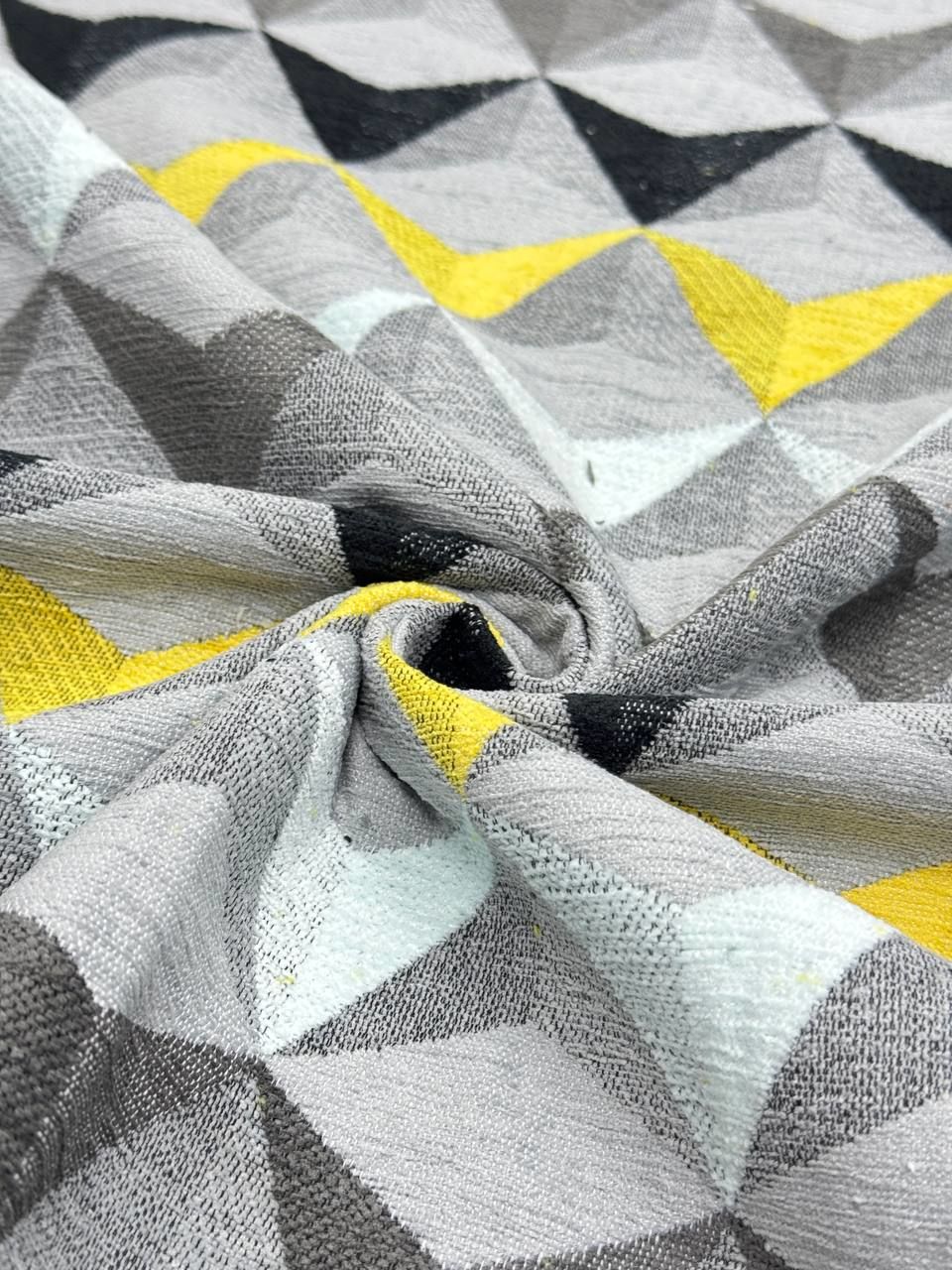 Yellow Gray Triangle Pattern Upholstery Fabric