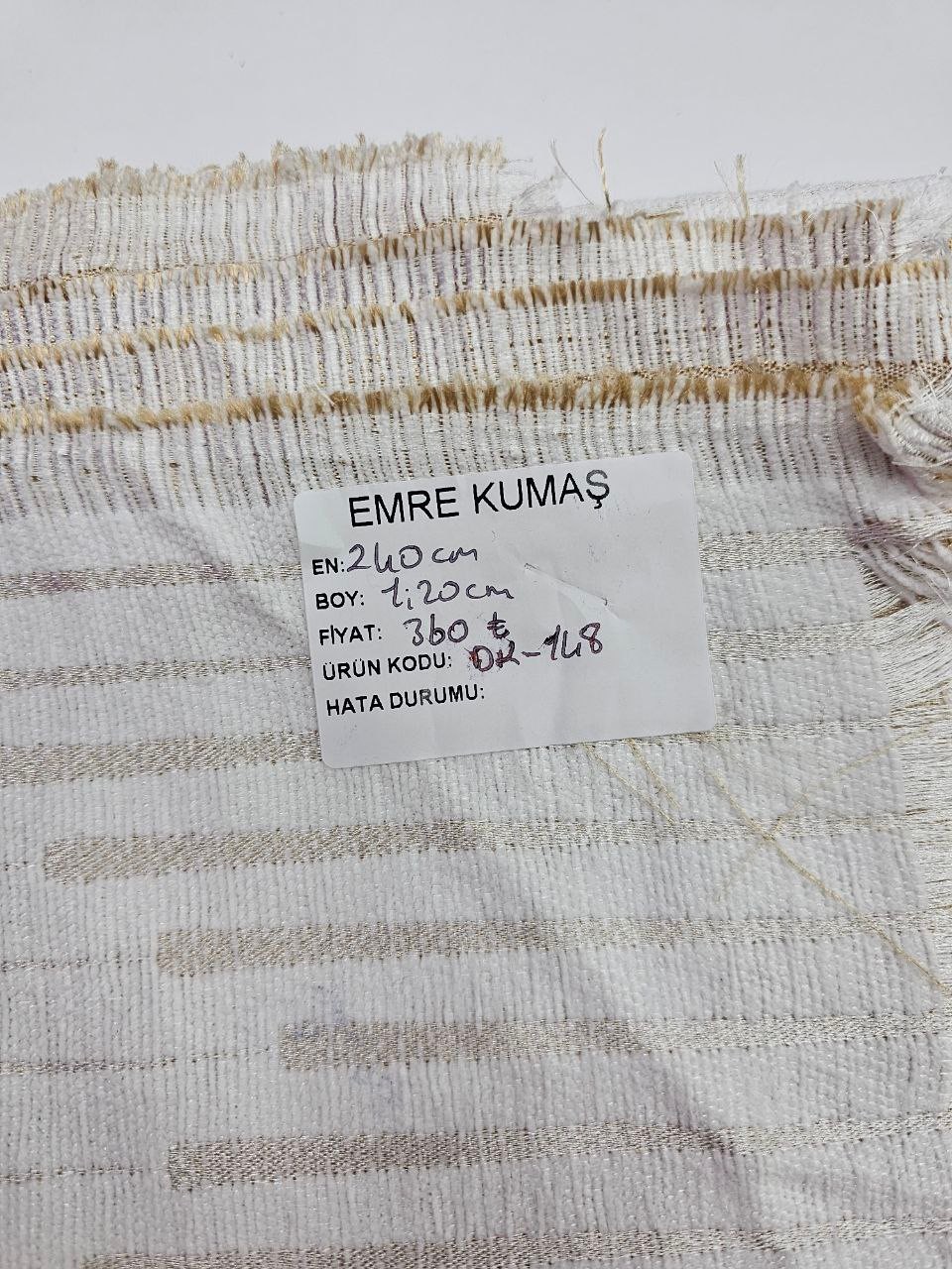 Kapuçino Çizgi Desenli Şönil Pike Kumaşı