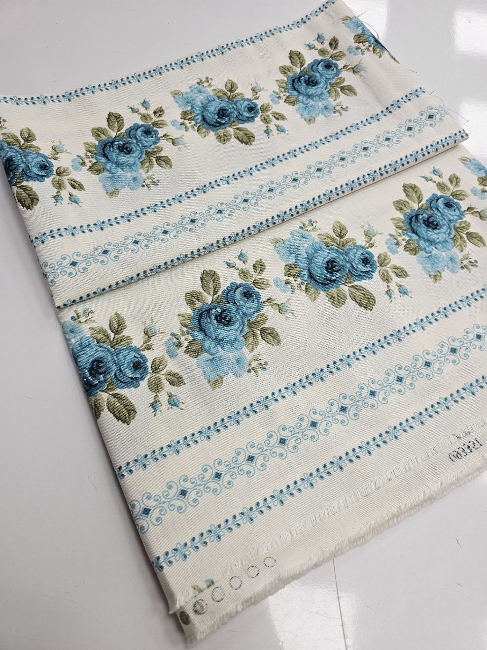 Blue Rose Patterned Duck Fabric