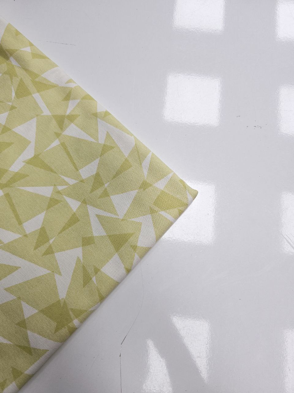 Green Triangle Striped Duck Fabric