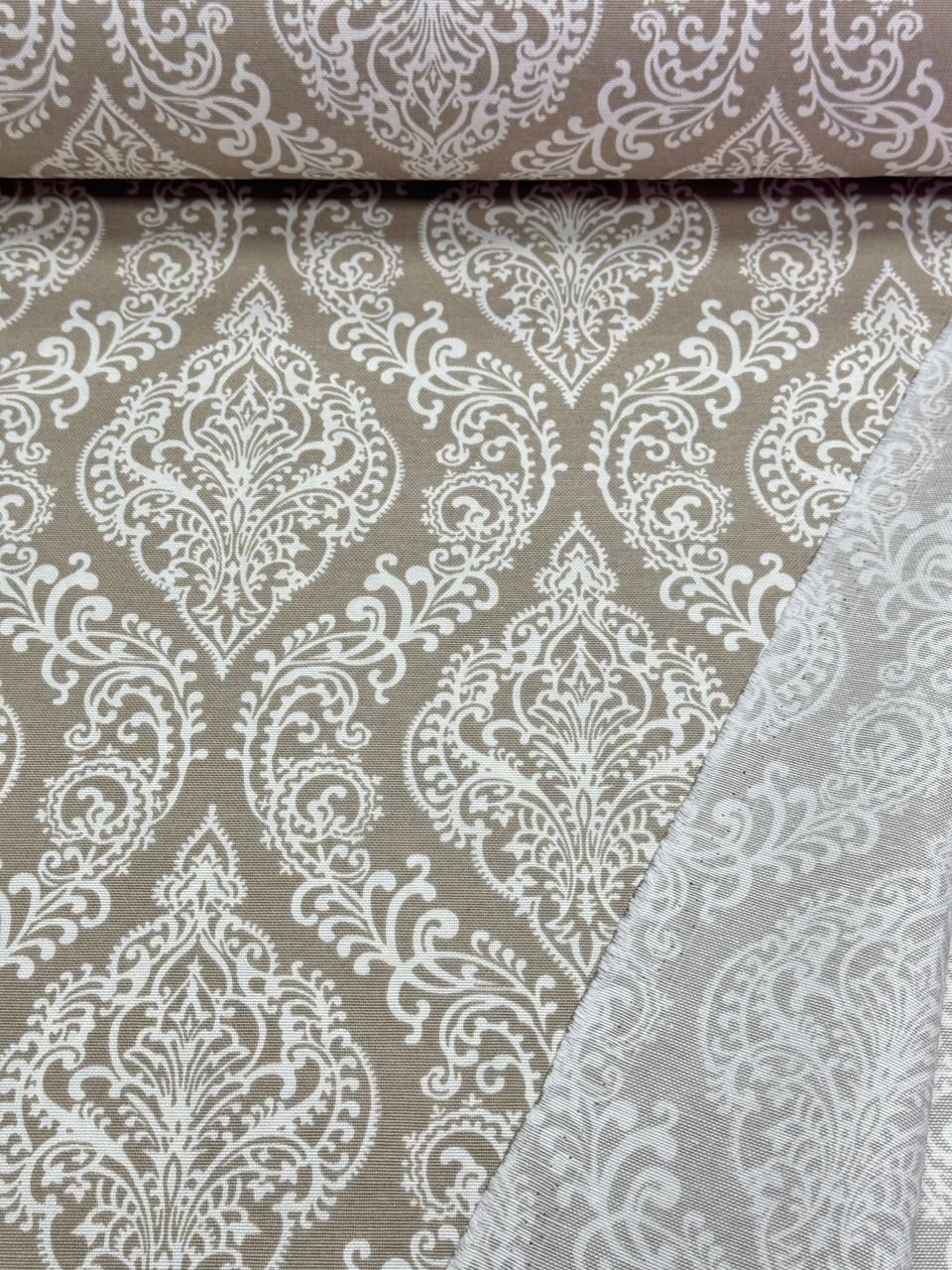 قماش بط بنقشة دمشقية كابتشينو - قماش بط