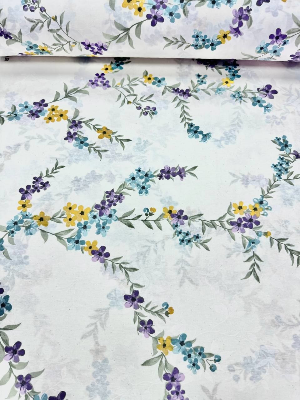 Yeşil Sarmaşık Desenli Nevresimlik Poplin Kumaş