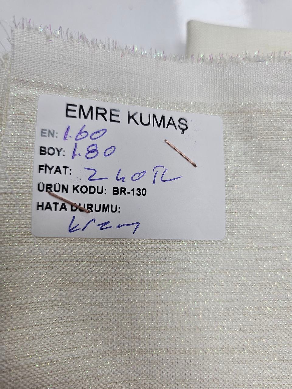 Krem Renk Simli Gardenya Kumaş