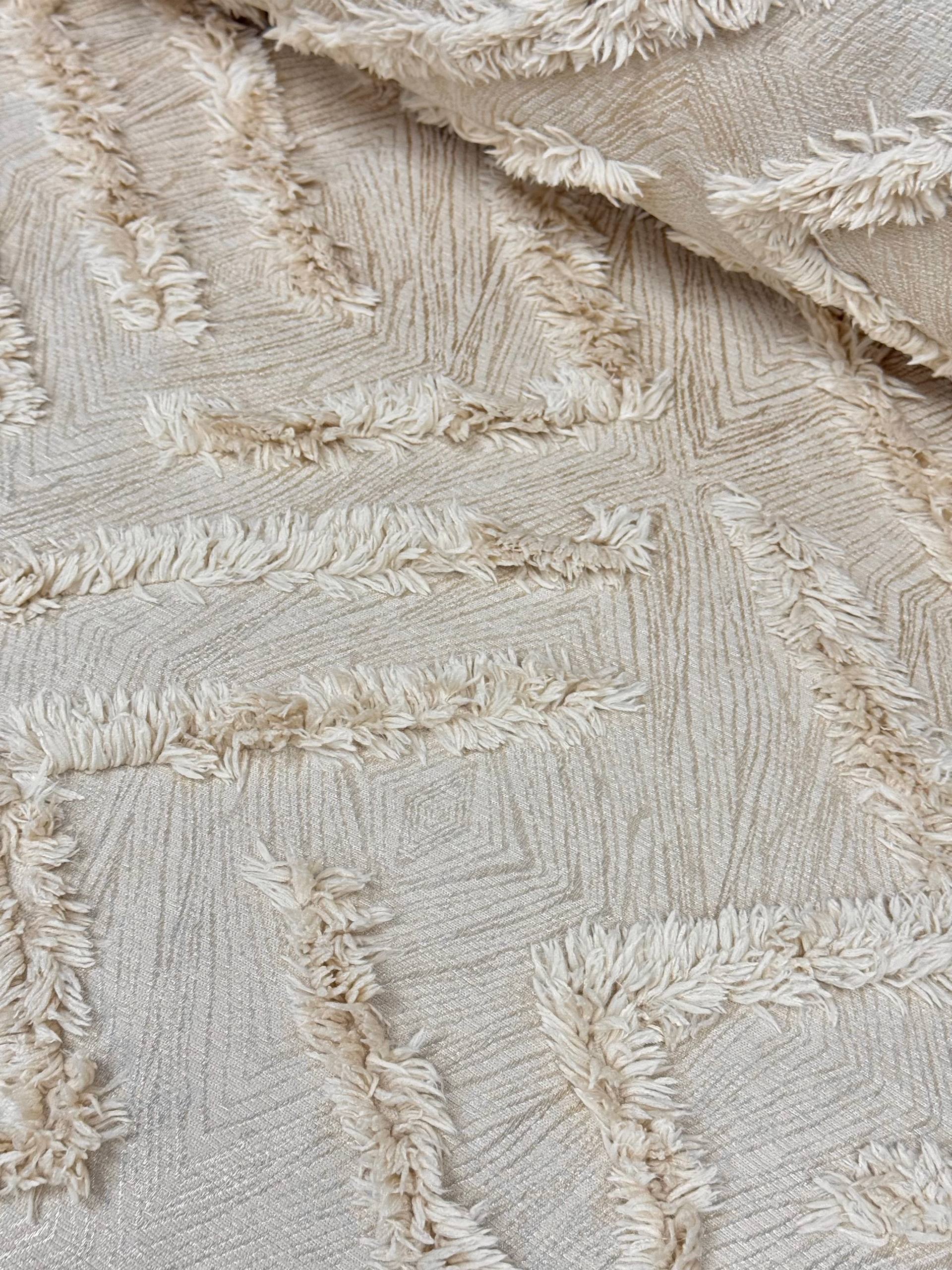 Ecru Zigzag Pattern Embroidered Hera Pique