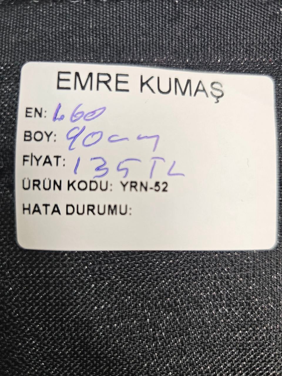 Siyah Ajursuz İsveç Keteni Kumaş