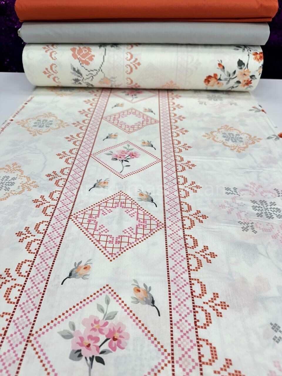 Kaneviçe Desen Nevresimlik Poplin Kumaş