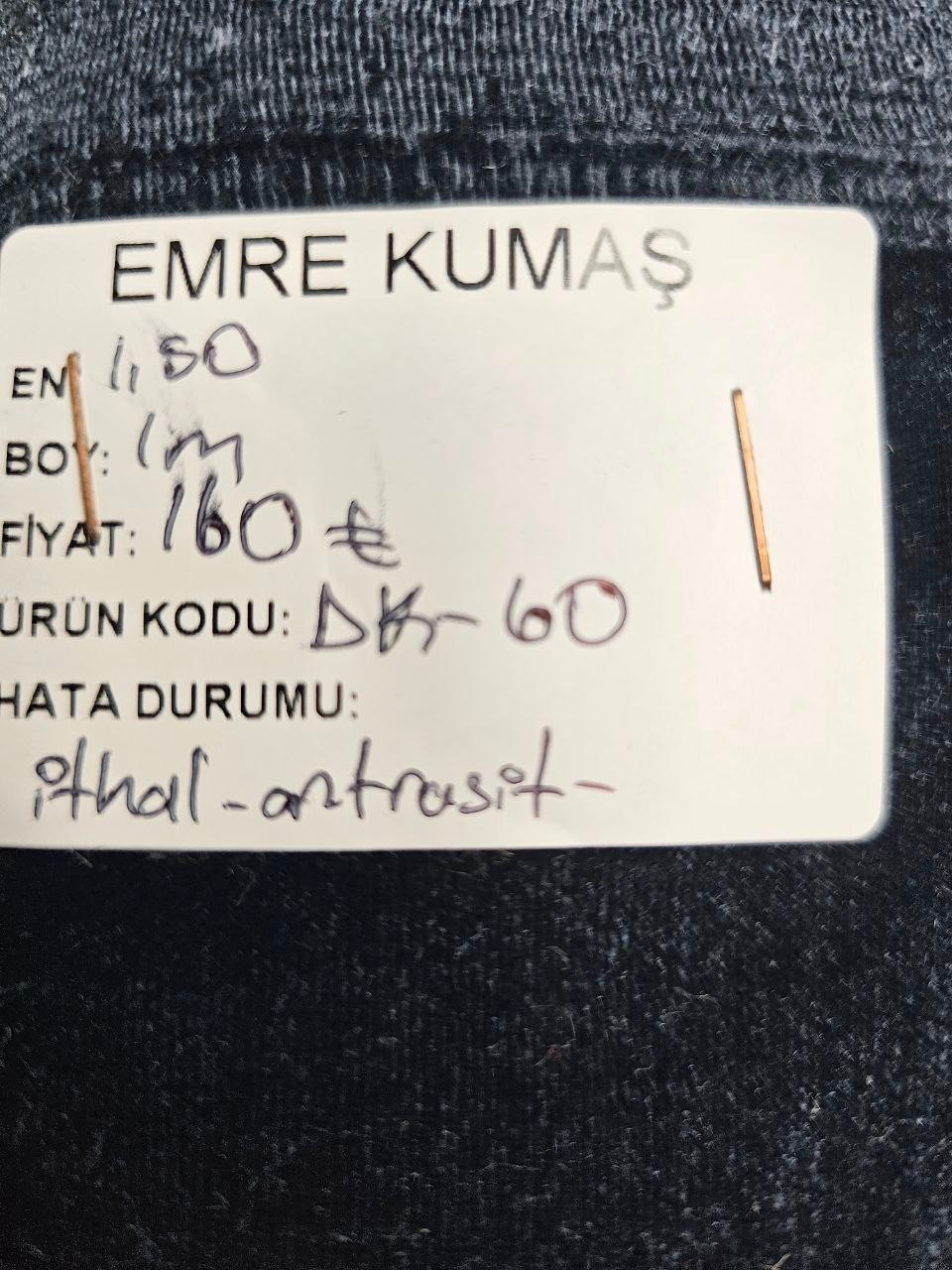 Antrasit Renk Giyimlik Kadife Kumaş