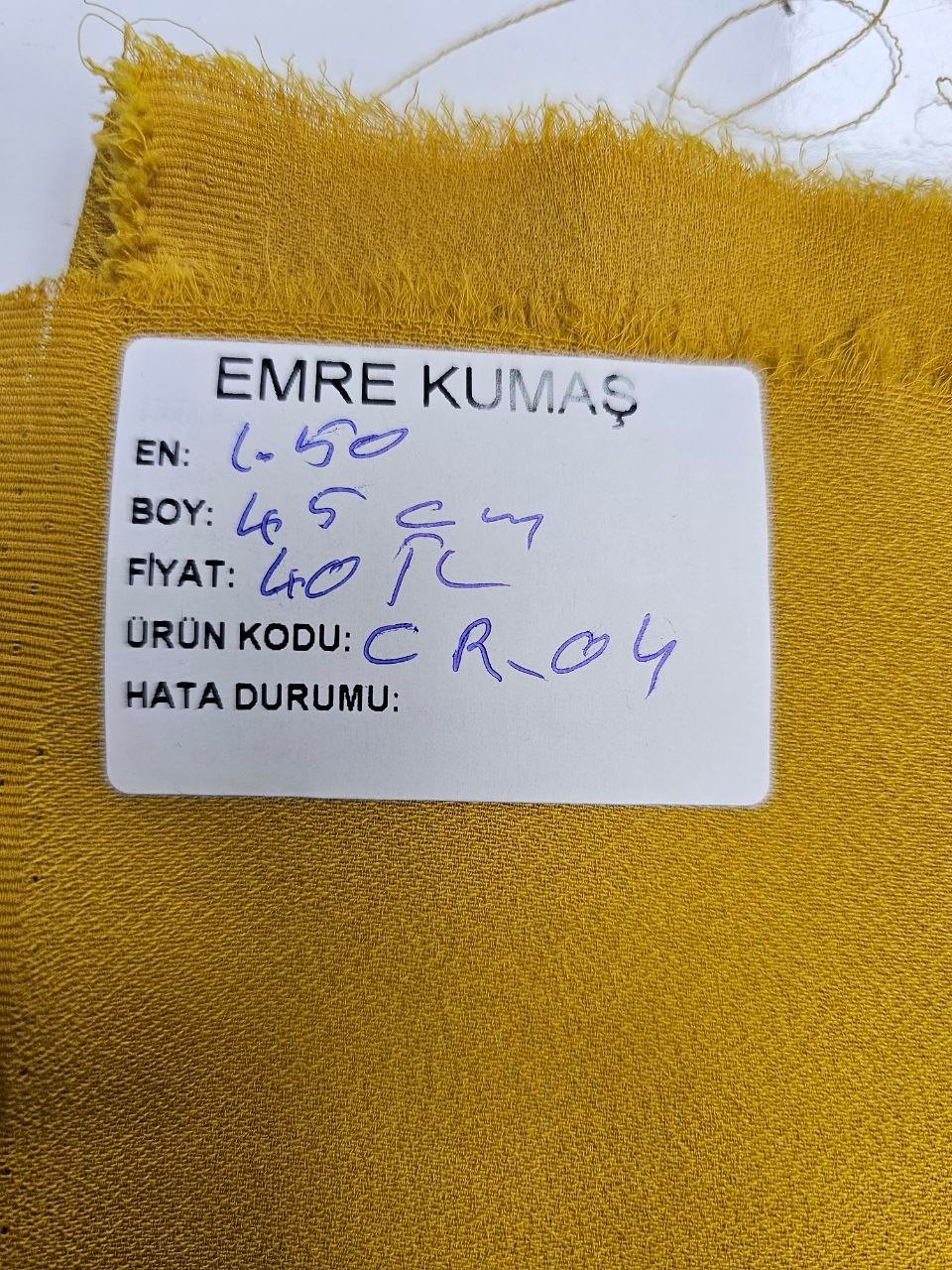 Hardal Renk Giyimlik Krep Kumaş