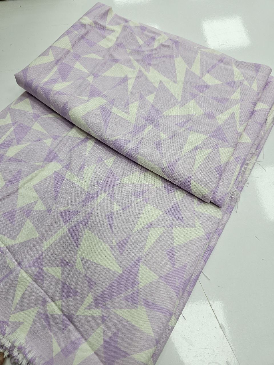 Lilac Triangle Patterned Duck Fabric