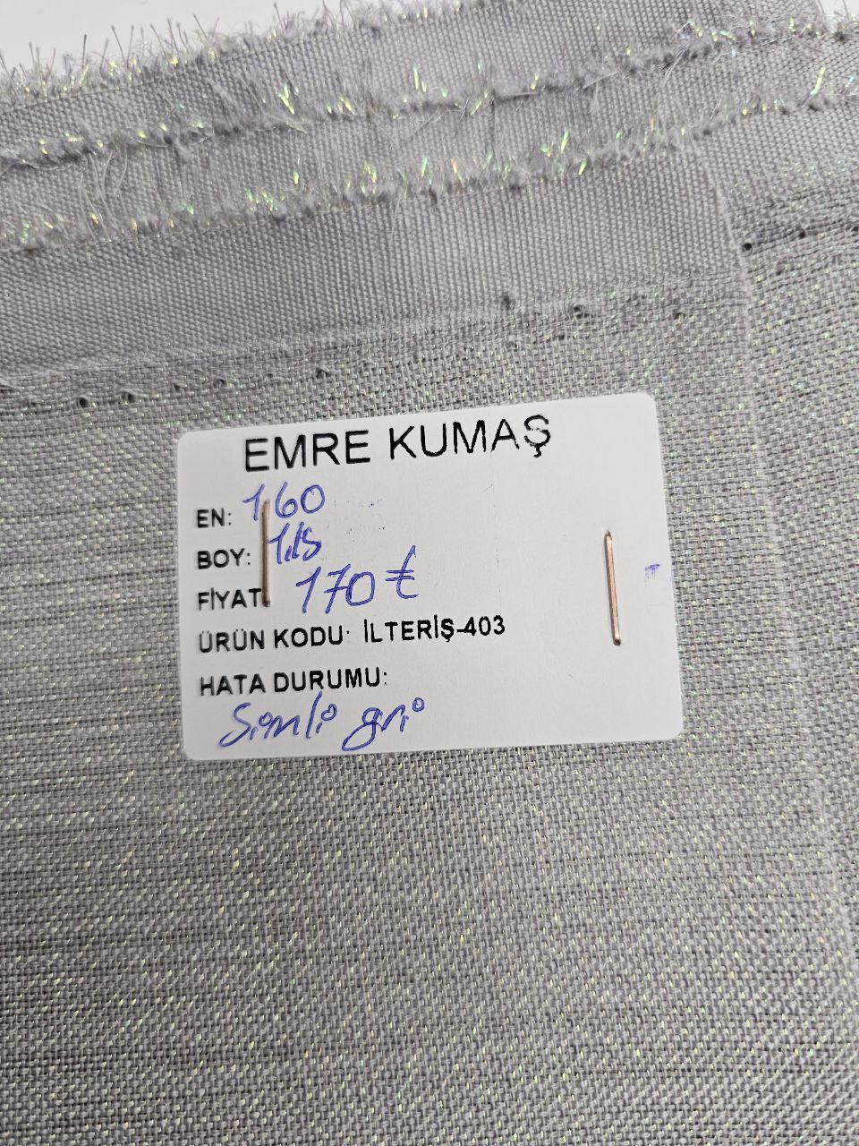 Gri Renk Simli Gardenya Kumaş