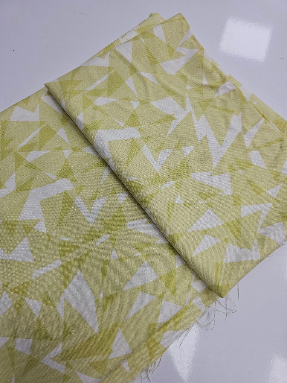 Green Triangle Patterned Duck Fabric