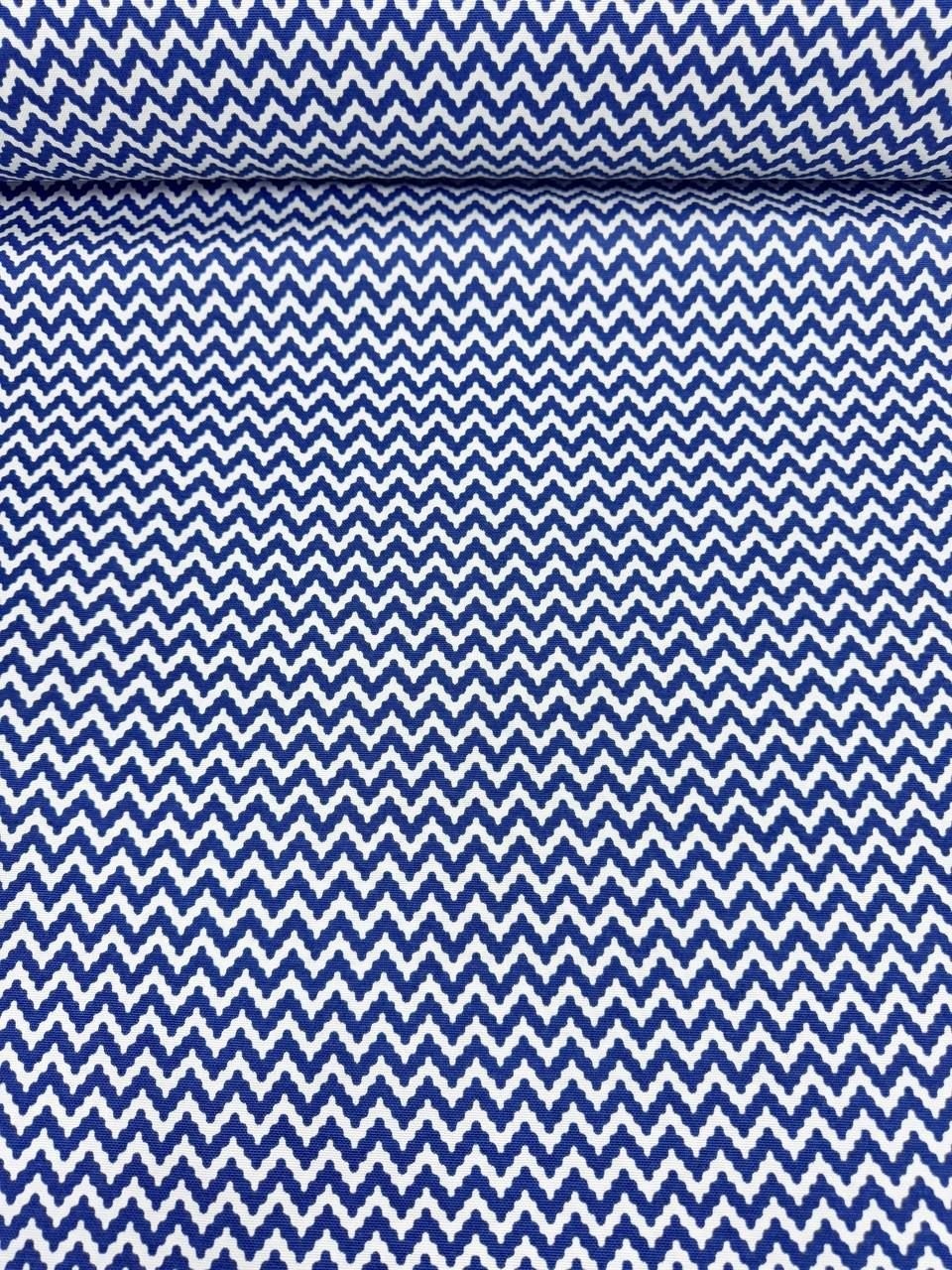 İndigo Zigzag Desen Duck Kumaş - Duck Bezi