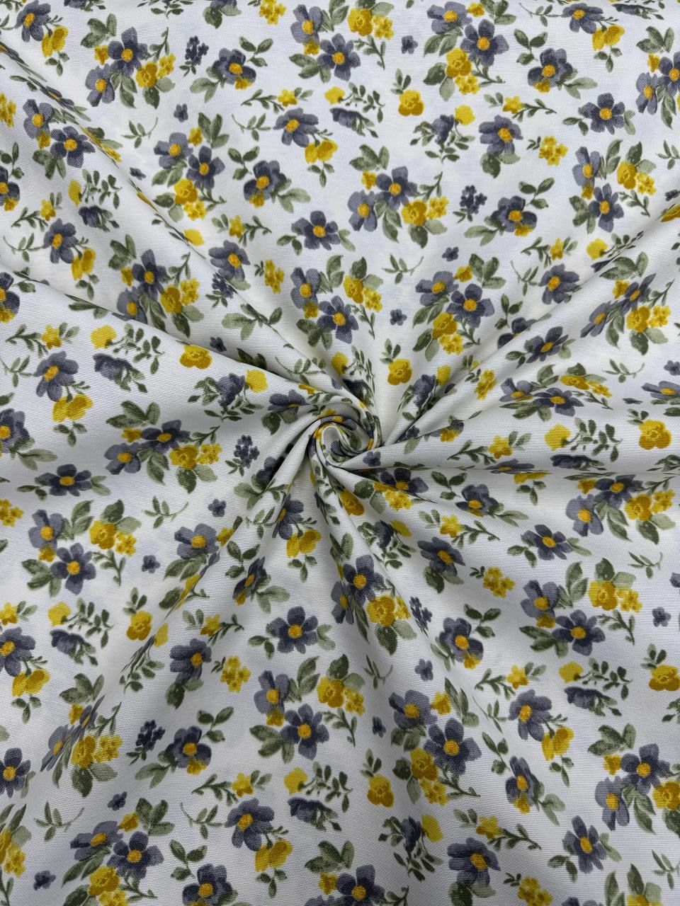 قماش بطة منقوش بزهرة صغيرة صفراء - قماش بطة