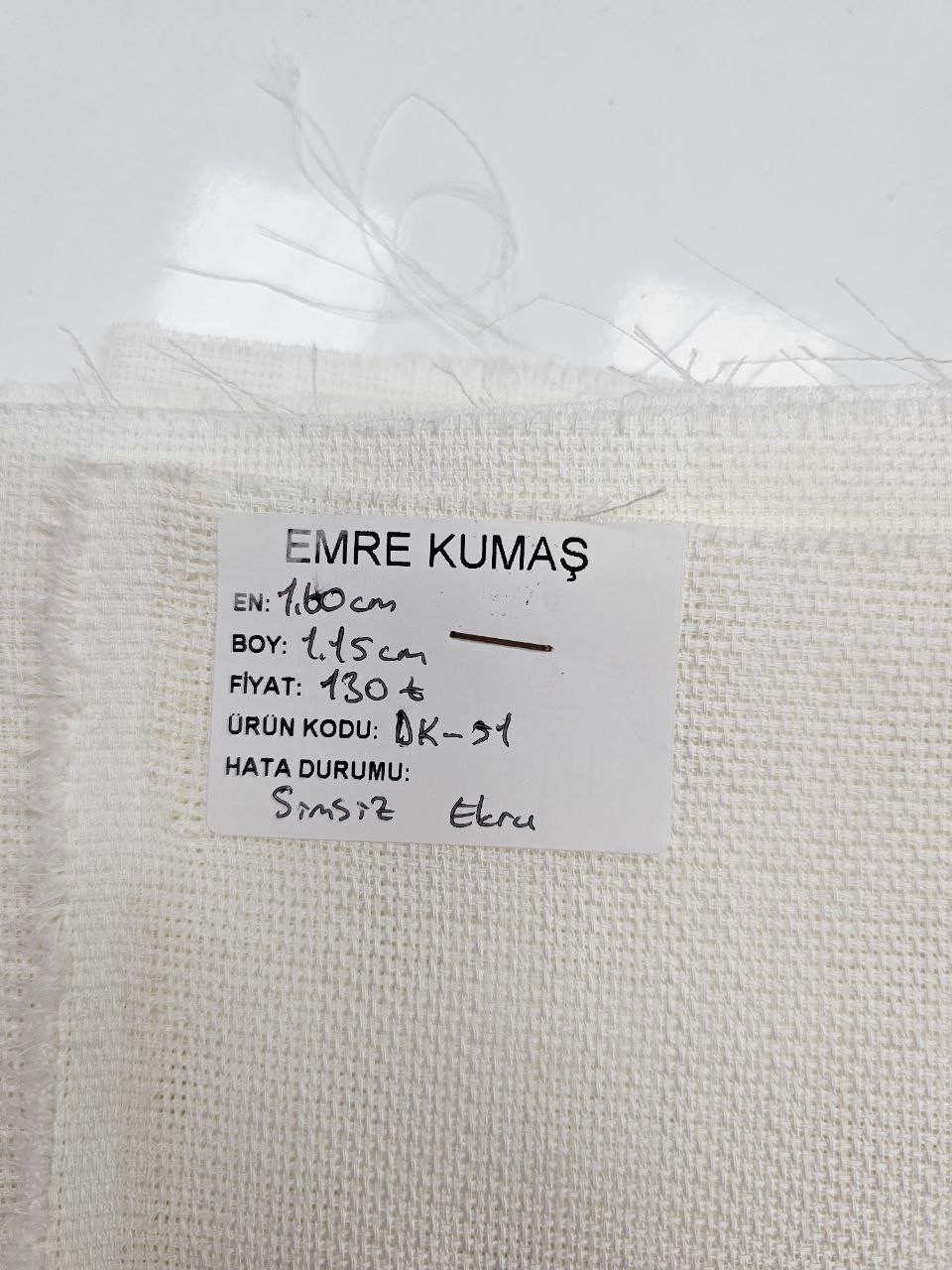 Ekru Renk Simsiz Linen Kumaş