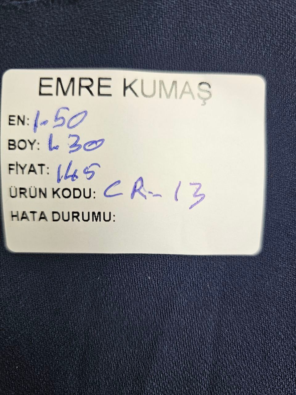 Lacivert Giyimlik Renk Krep Kumaş