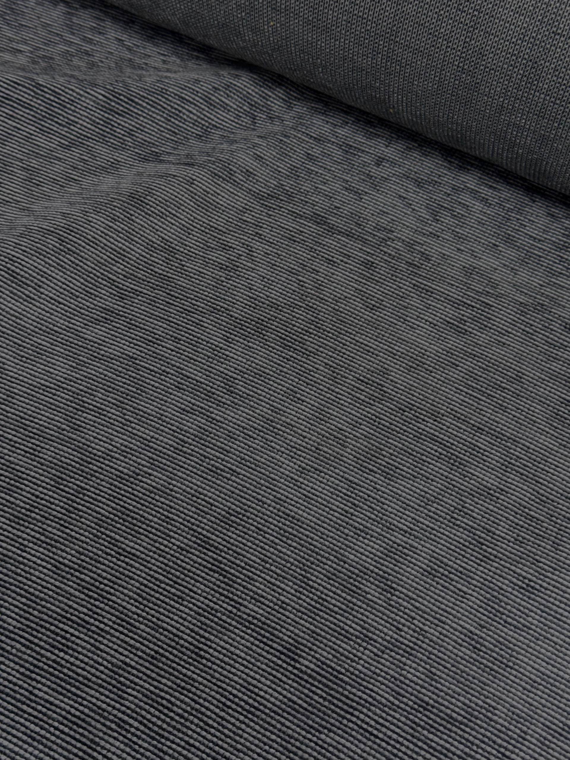 Kendinden Çizgili Gri Keten Döşemelik Kumaş