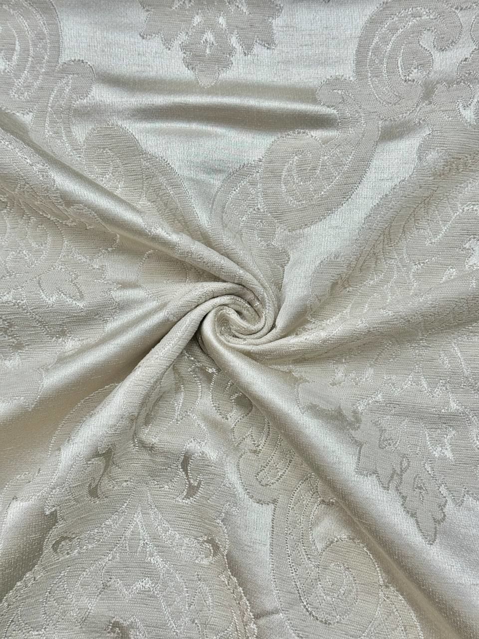 Cappuccino Large Damask Patterned Chenille Pique Fabric
