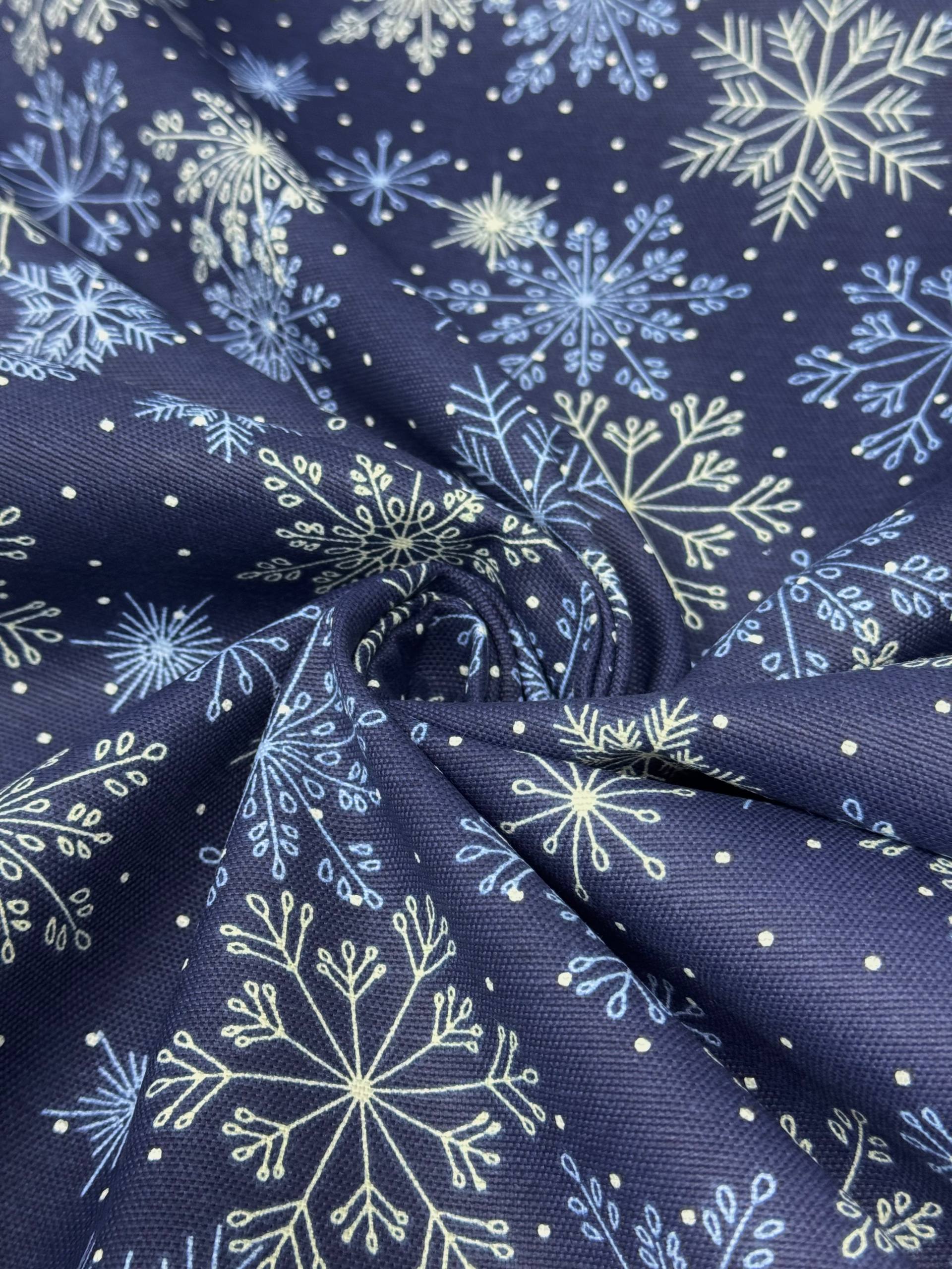 Kar Tanesi Desenli Duck Kumaş - Duck Bezi