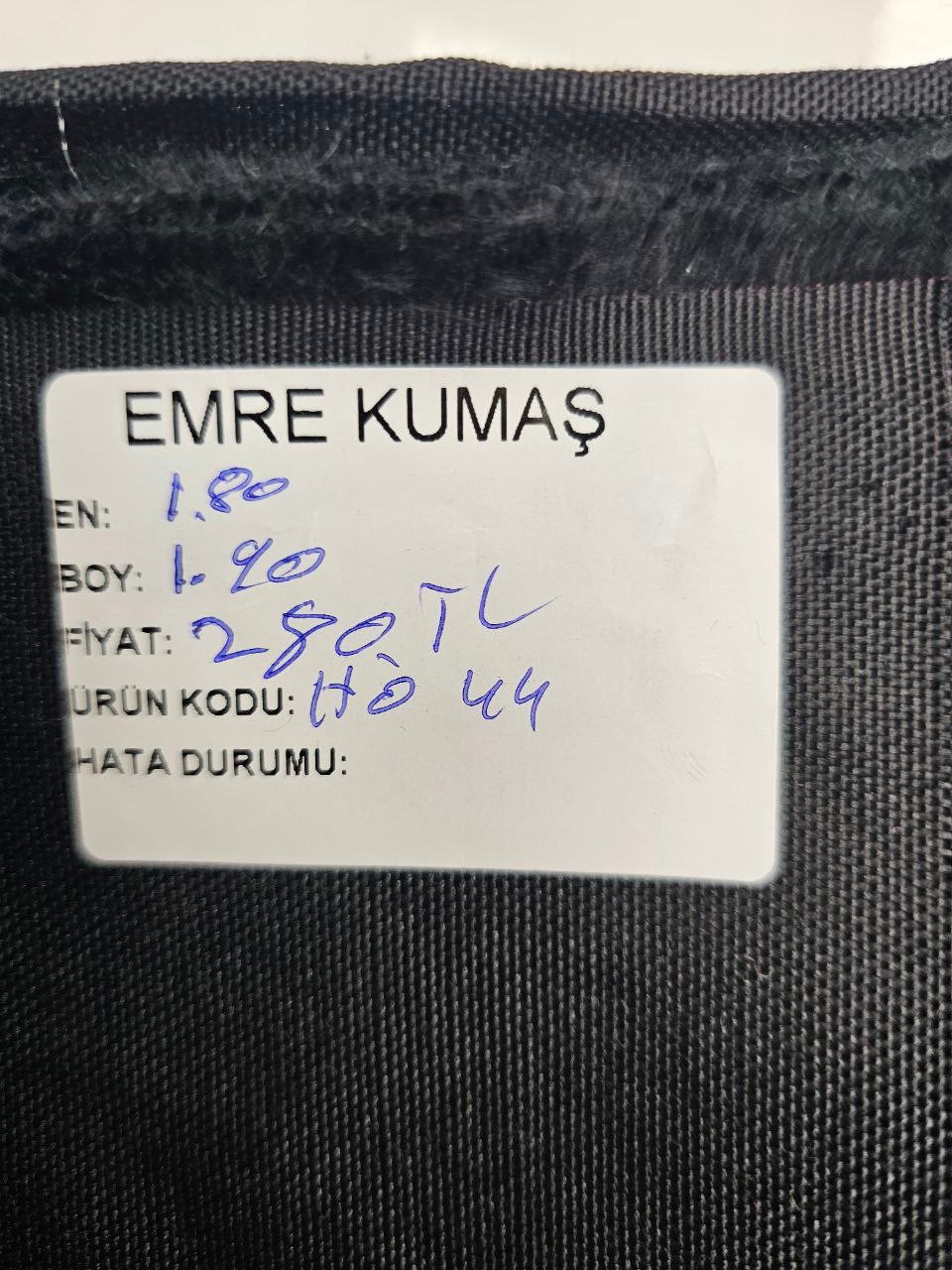Siyah Renk Duck Kumaş