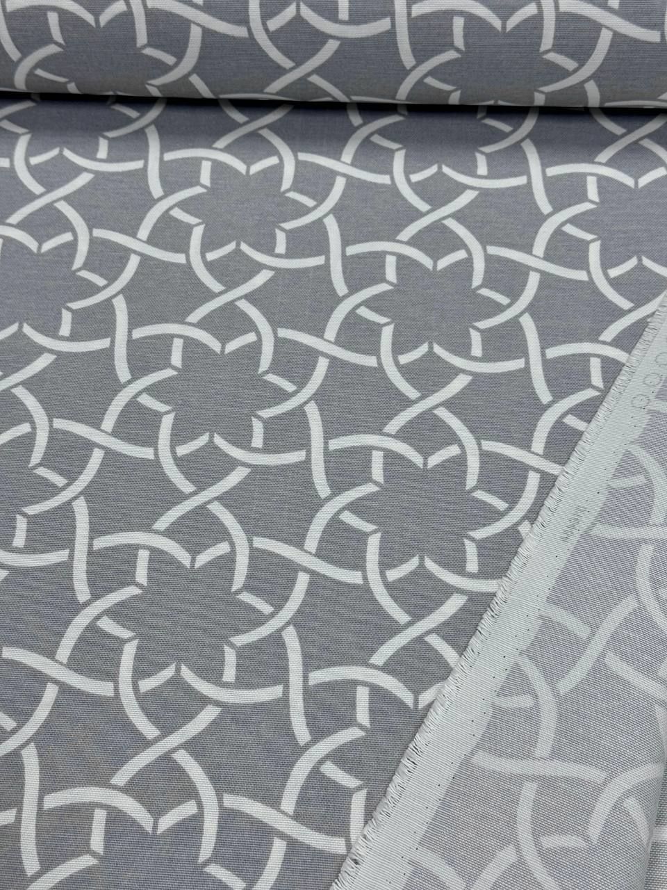قماش بطة رمادي اللون بنقشة نجمة دائرية - قماش بطة