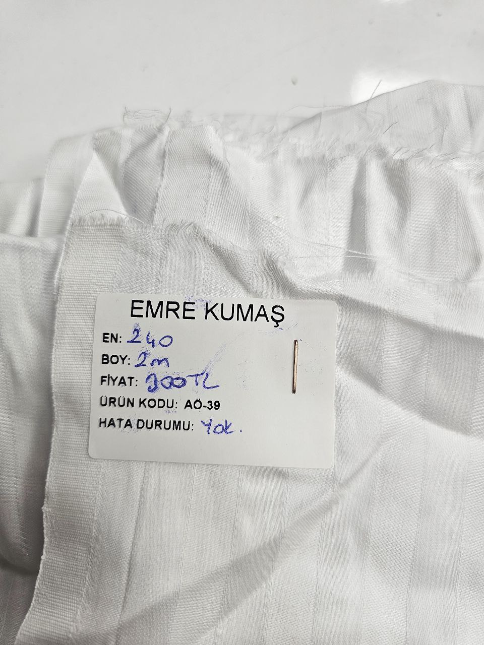 Optik Beyaz Çizgili Pamuk Saten 