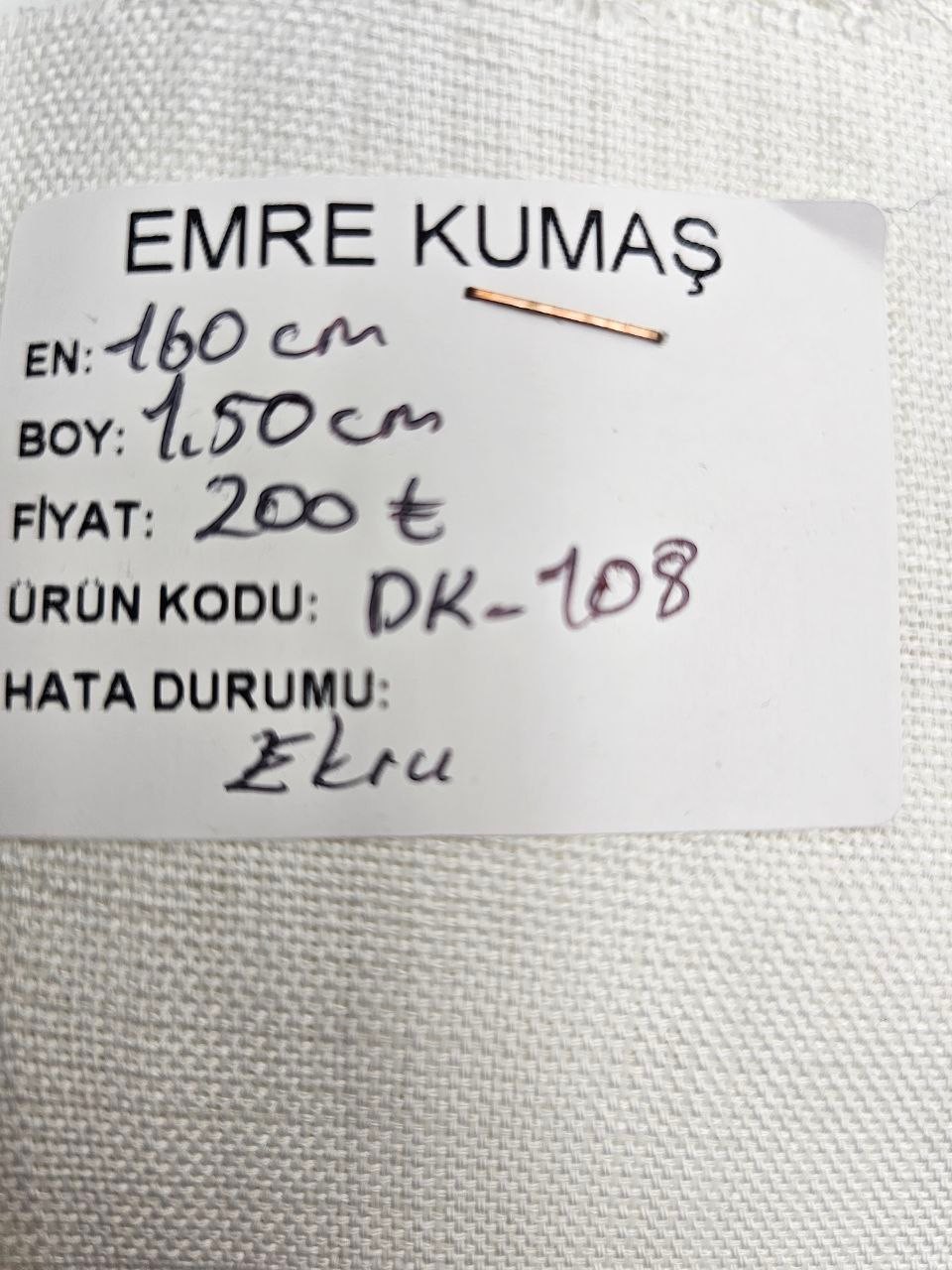 Ekru Renk Simsiz  Gardenya Kumaş