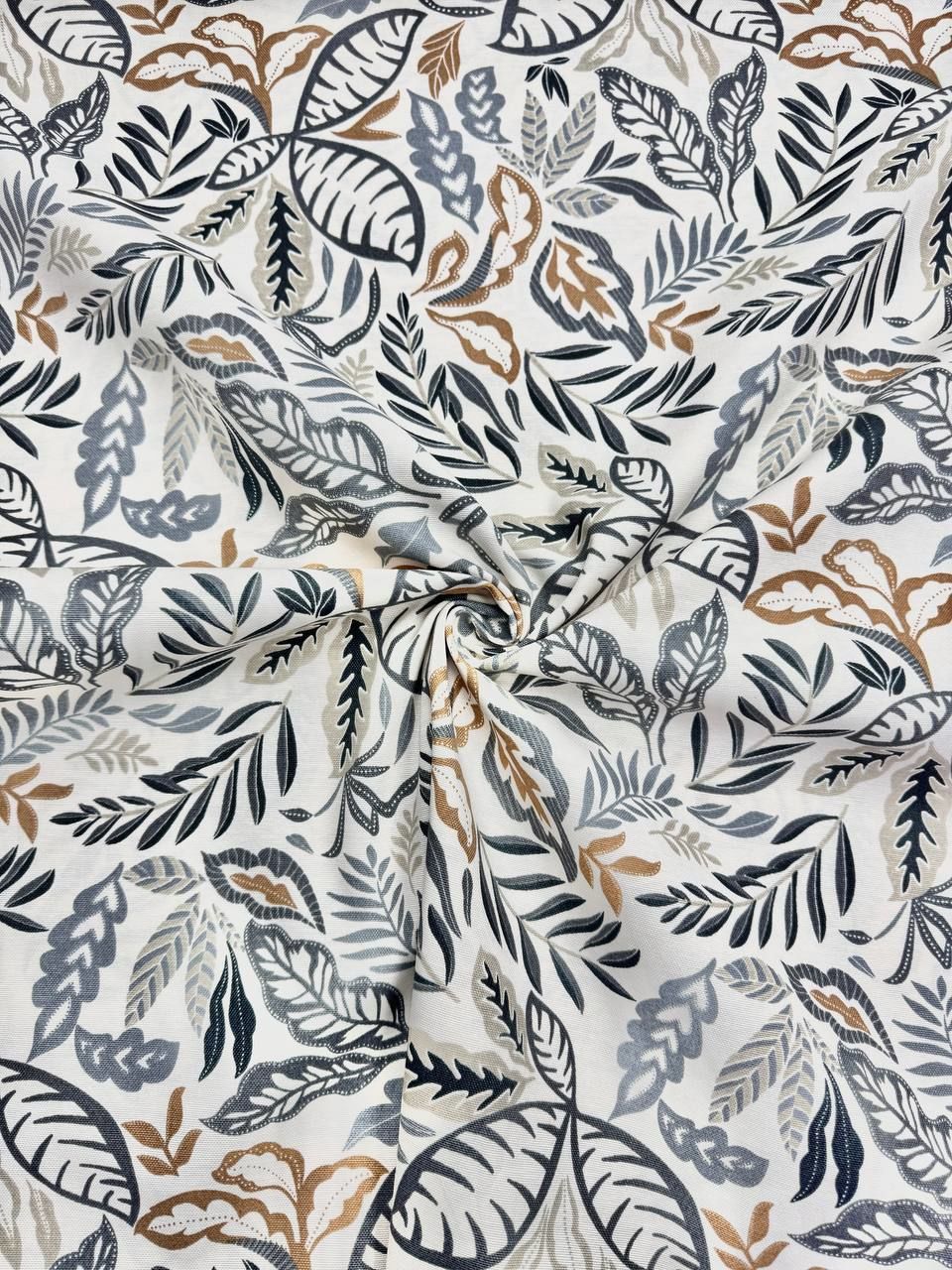 قماش بط بنقشة أوراق الشجر الجديدة الرمادية - قماش بط