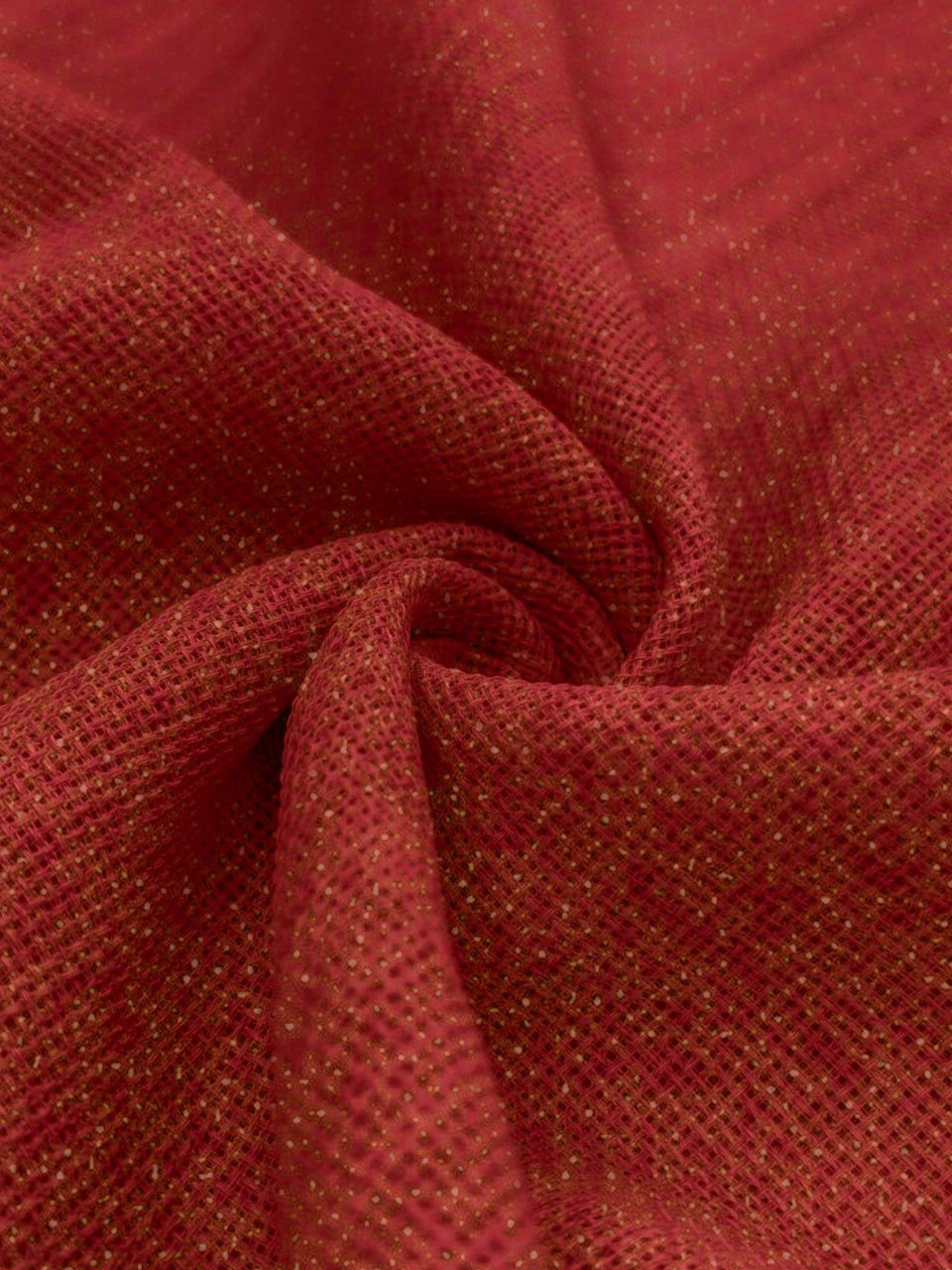 Kırmızı Simli Linen Kumaş