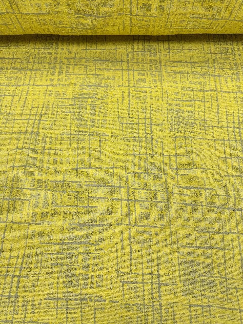 Yellow Gray Striped Linen Upholstery Fabric