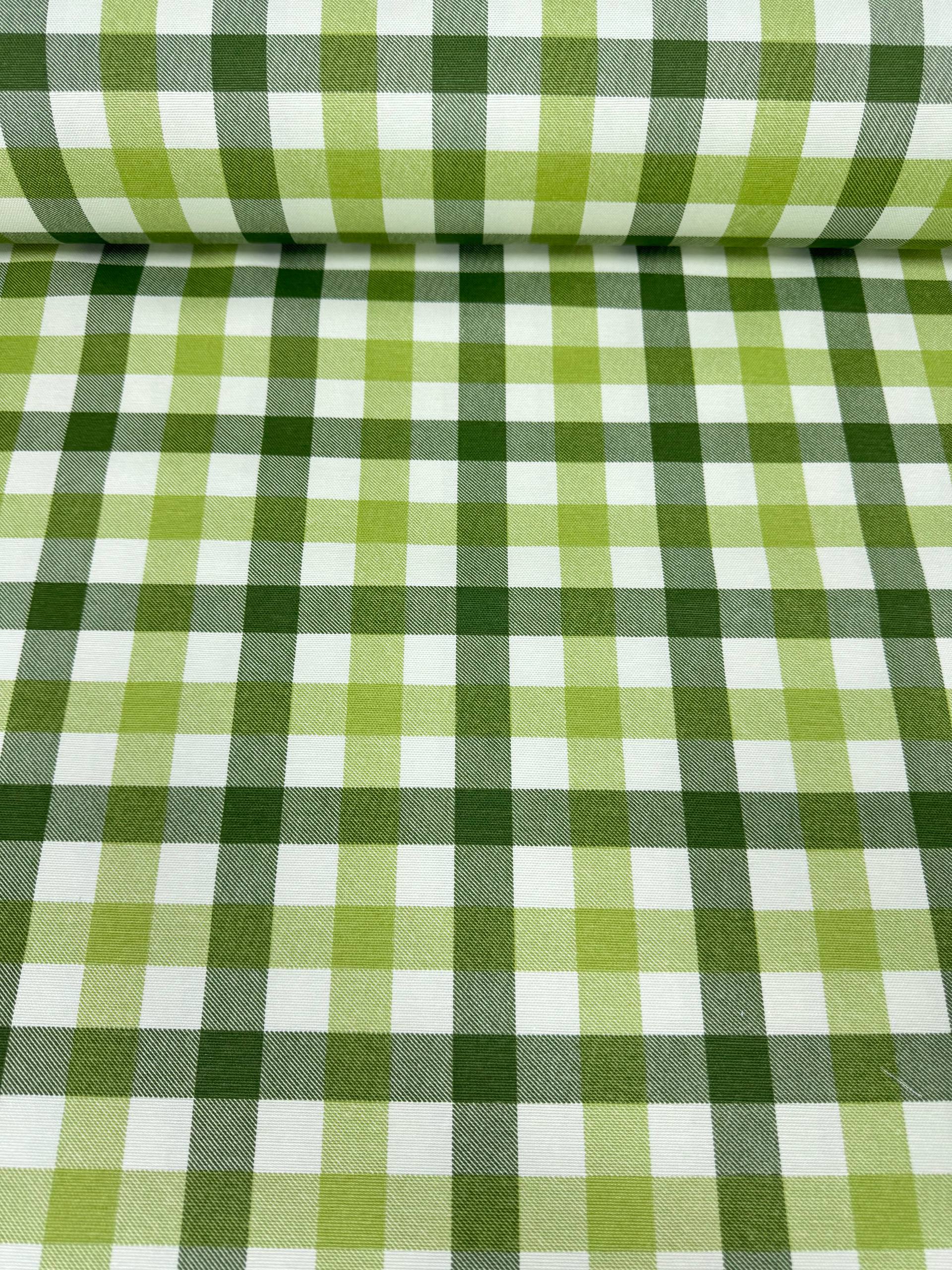 Kareli Duck Kumaş - Duck Bezi - Yeşil