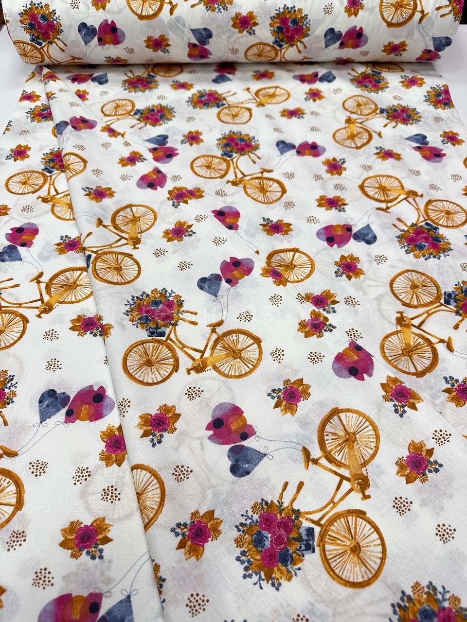 Floral Bicycle Pattern Duvet Cover Poplin Fabric