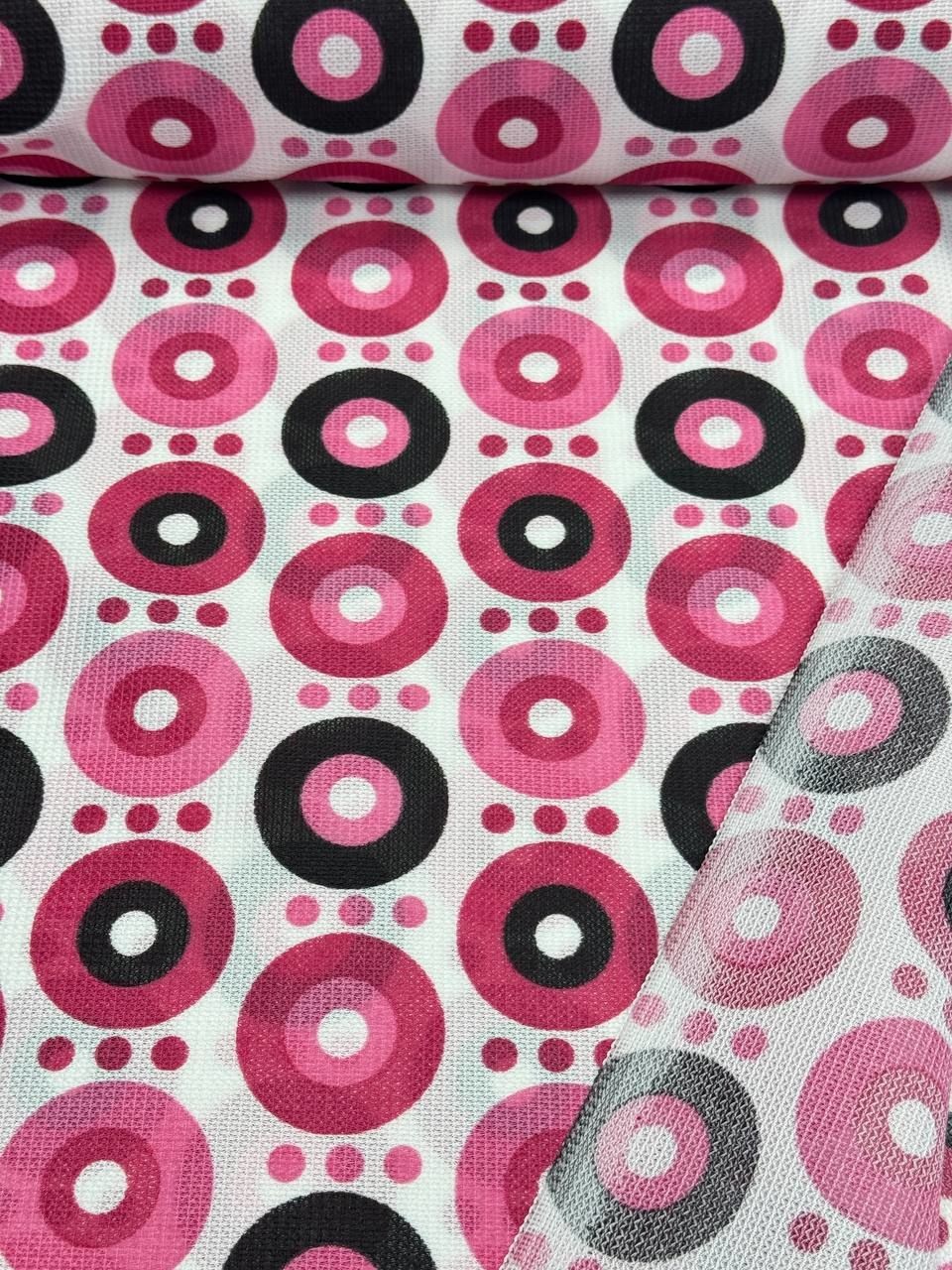 Pembe Fuşya Geometrik Desenli Dertsiz Raşel Masa Örtüsü Kumaşı