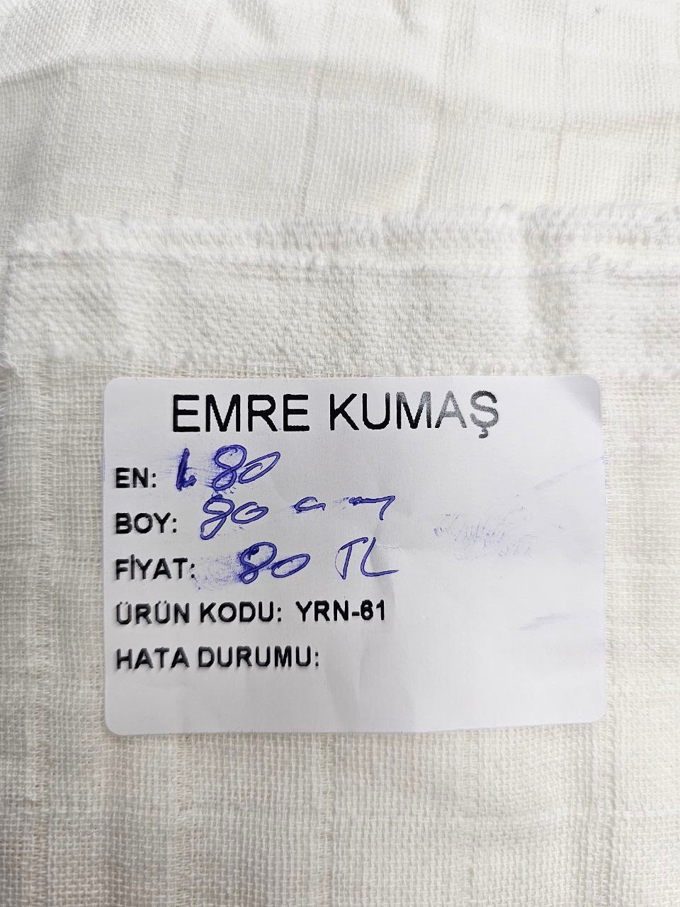 Beyaz Renk Müslin Bezi Kumaşı
