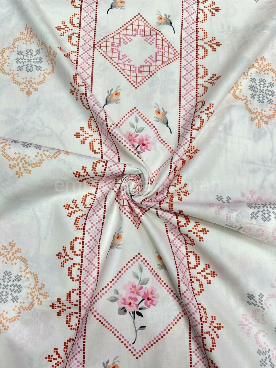 Kaneviçe Desen Nevresimlik Poplin Kumaş