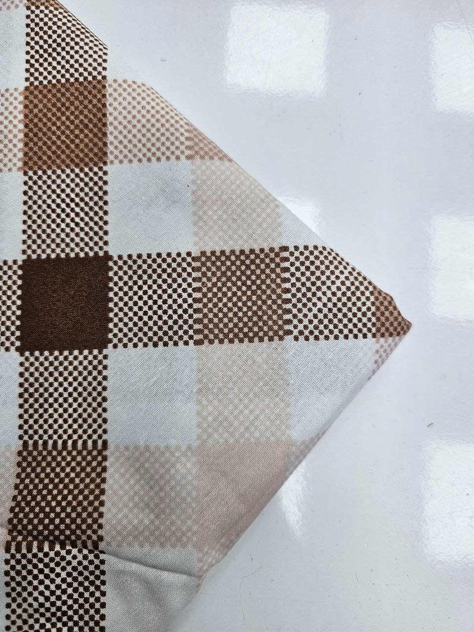 Ekose Desenli Nevresimlik Poplin Kumaş