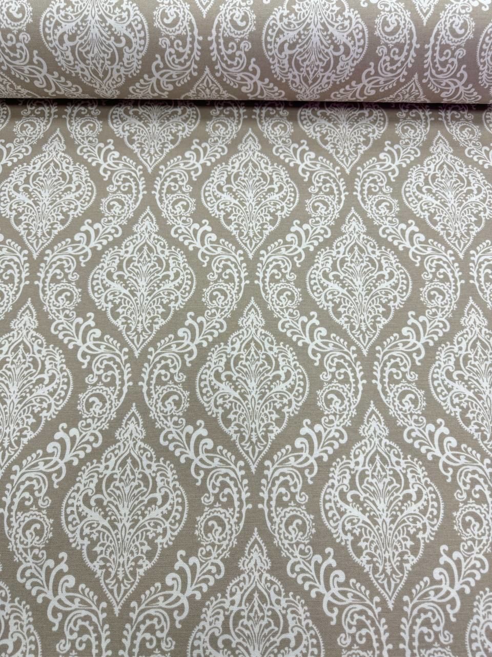 قماش بط بنقشة دمشقية كابتشينو - قماش بط