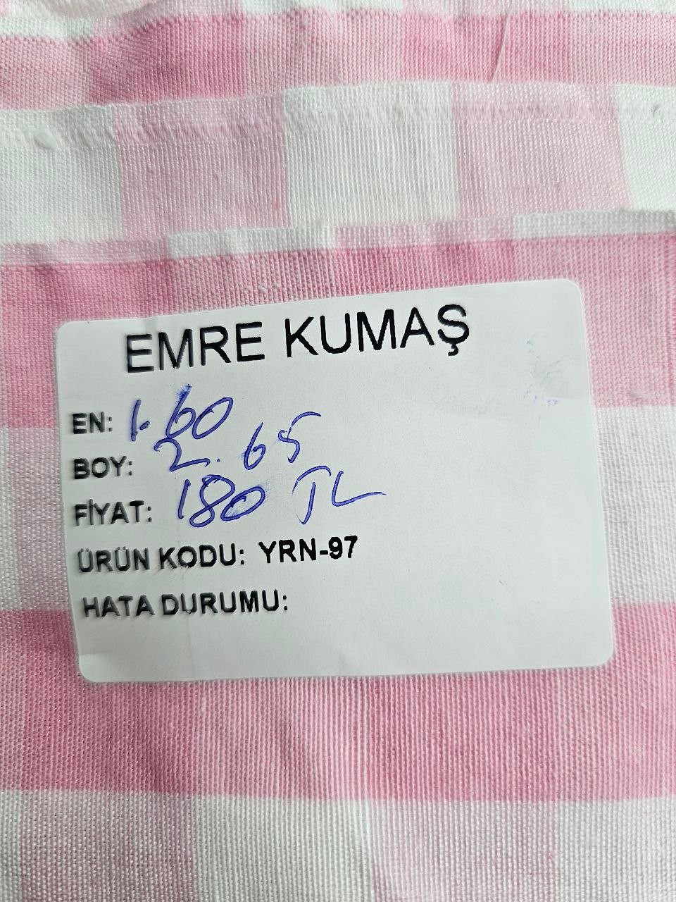 Pembe Büyük Kareli Zefir Kumaş