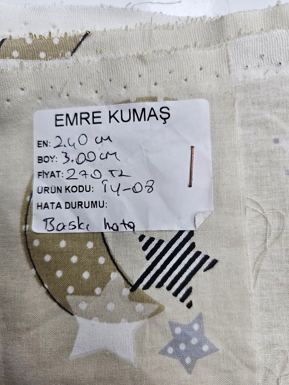 Kapuçino Ay Yıldız Desenli Nevresimlik Poplin Kumaş