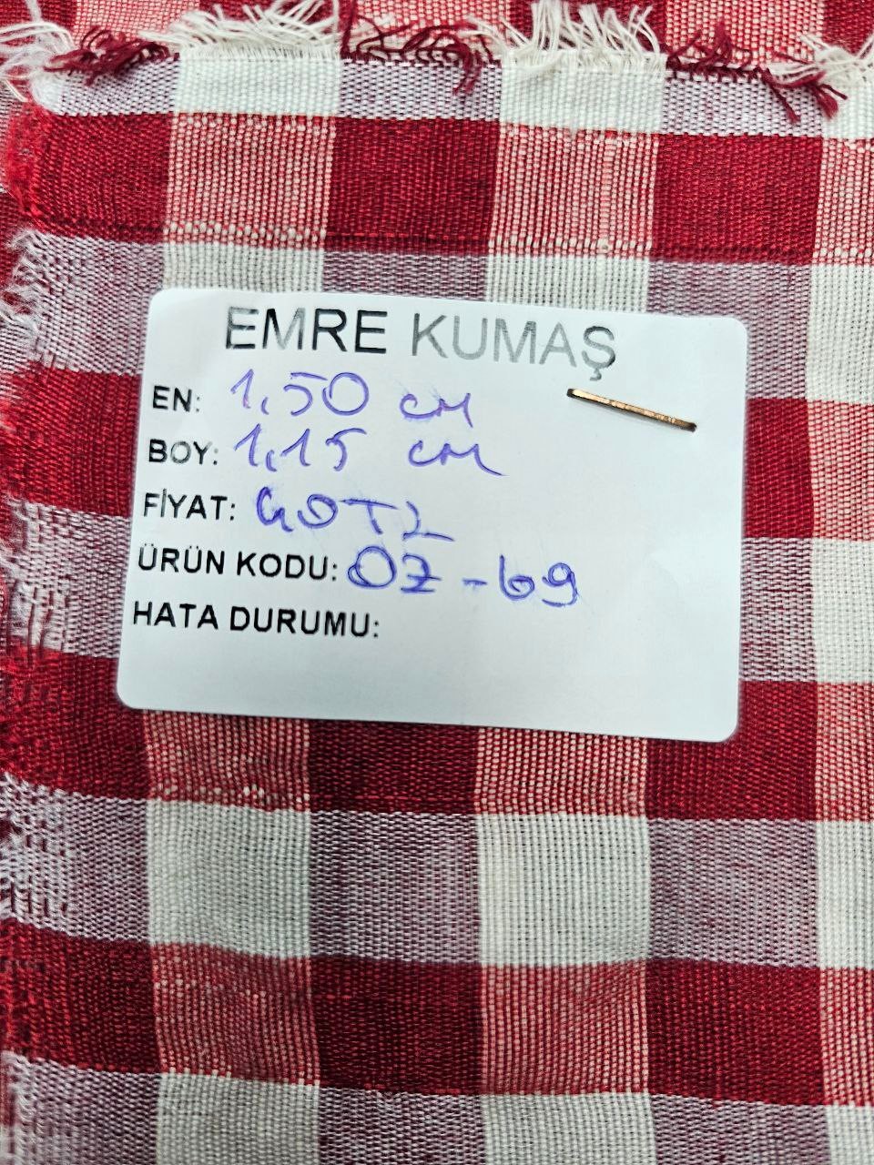 Kırmızı Kareli Zefir Kumaş