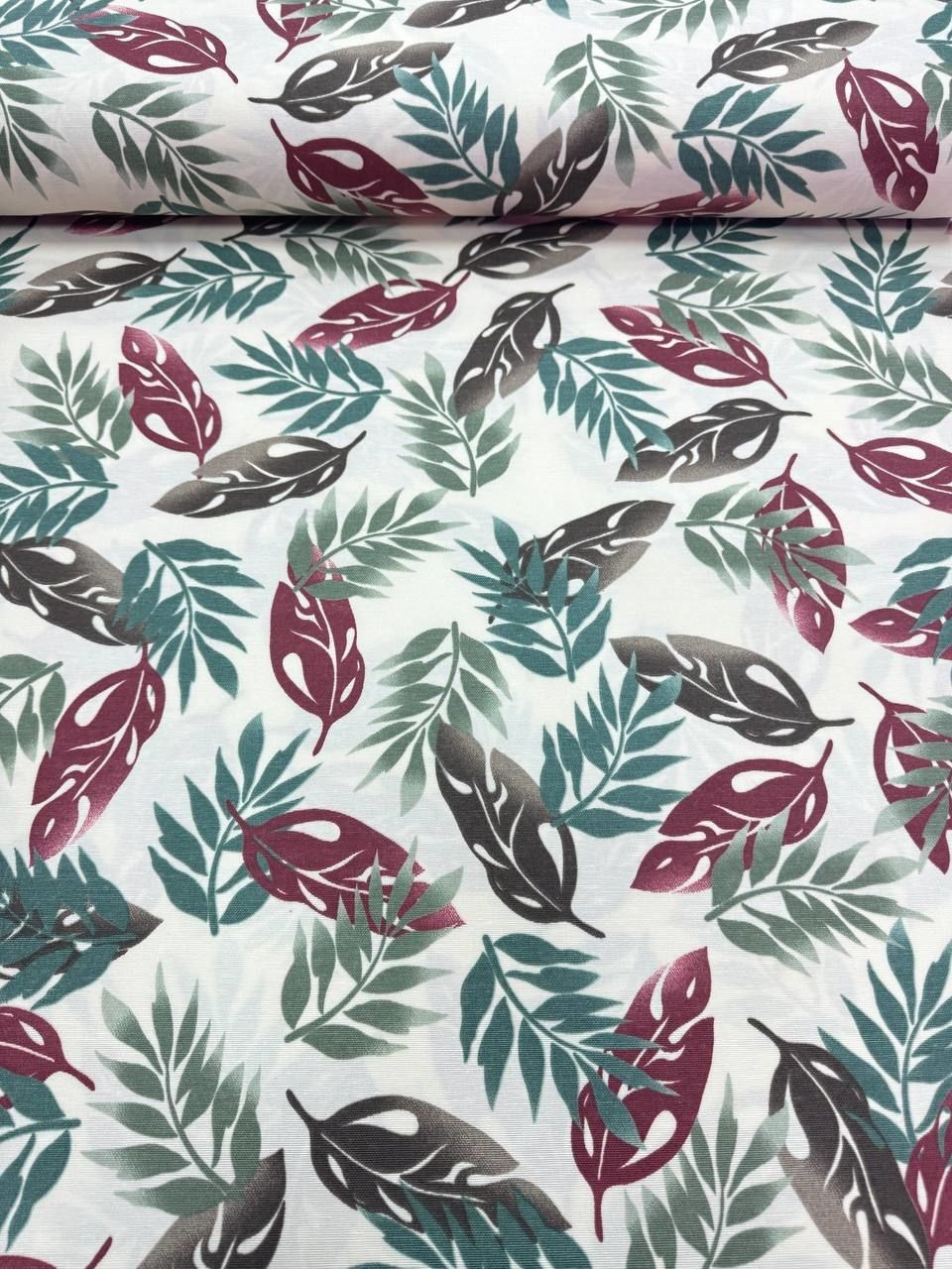 Colorful Leaves Patterned Duck Fabric - Duck Cloth