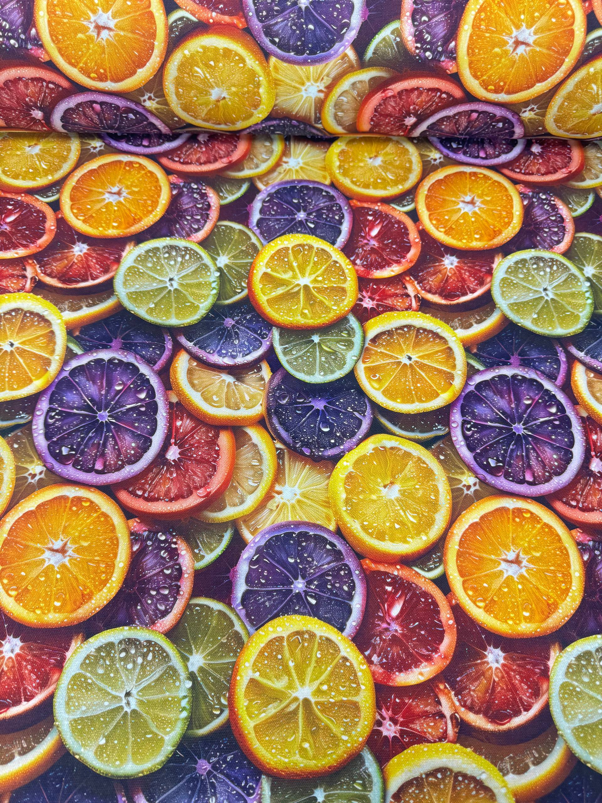 Limon Desenli Dijital Baskılı Duck Kumaş - Duck Bezi