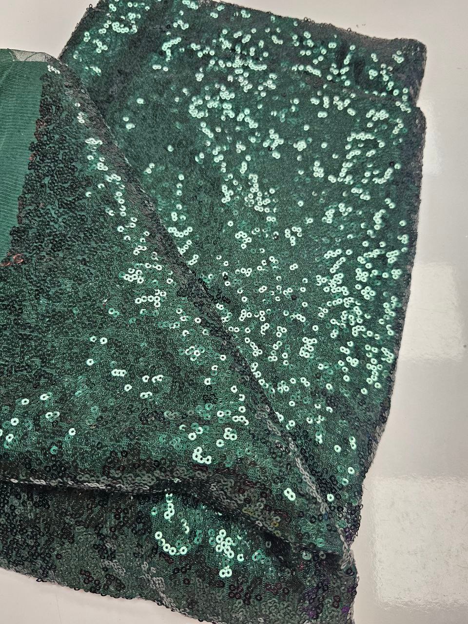 Emerald Green Color Sequin Fabric