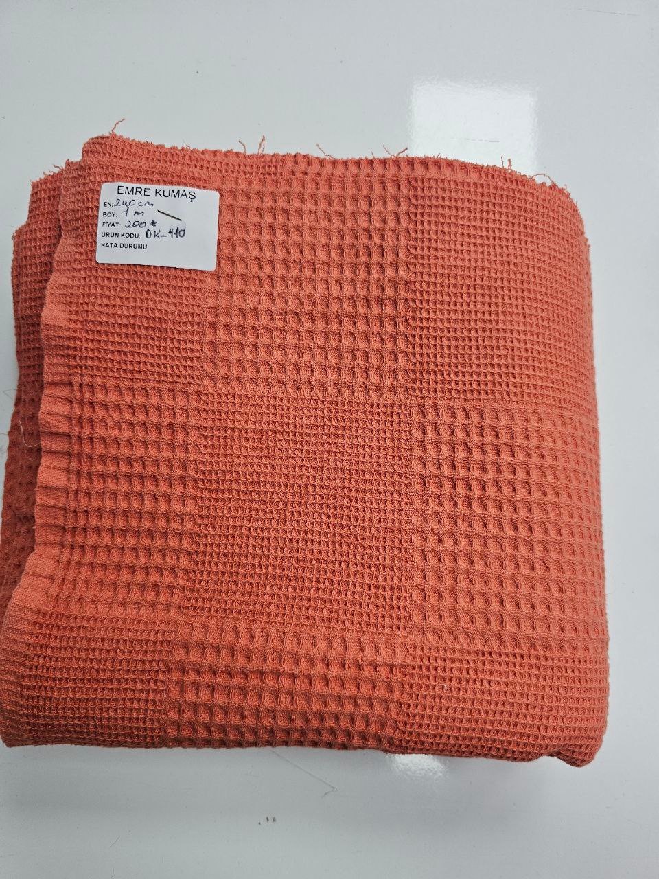 Turuncu Renk Waffle Pike Kumaşı