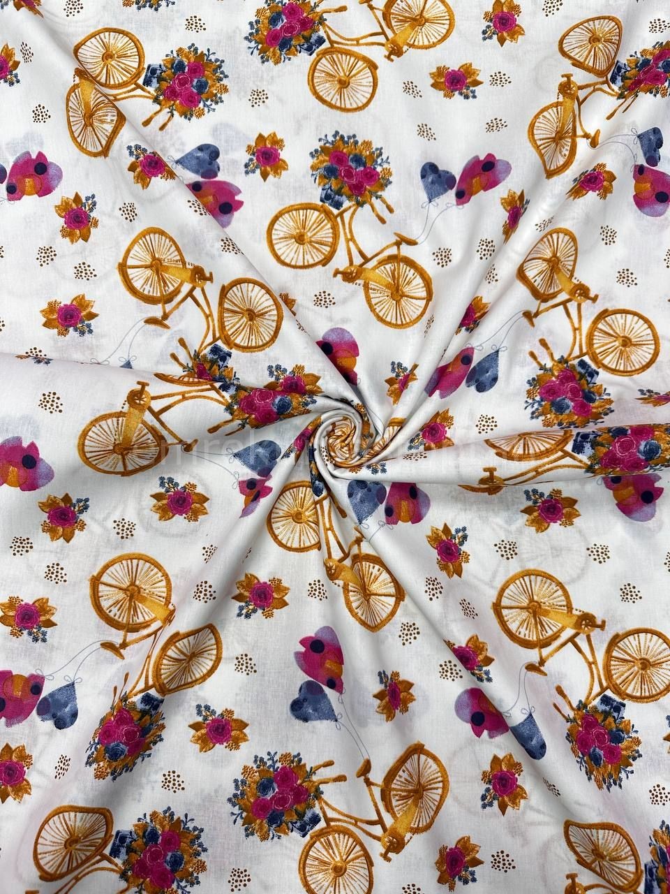 Floral Bicycle Pattern Duvet Cover Poplin Fabric