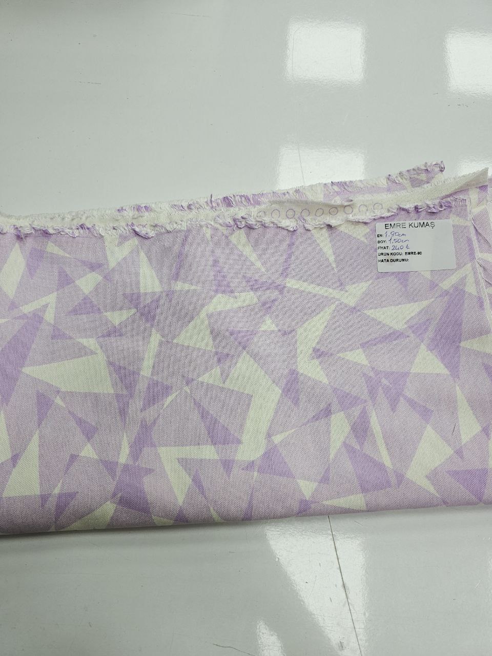 Lilac Triangle Patterned Duck Fabric